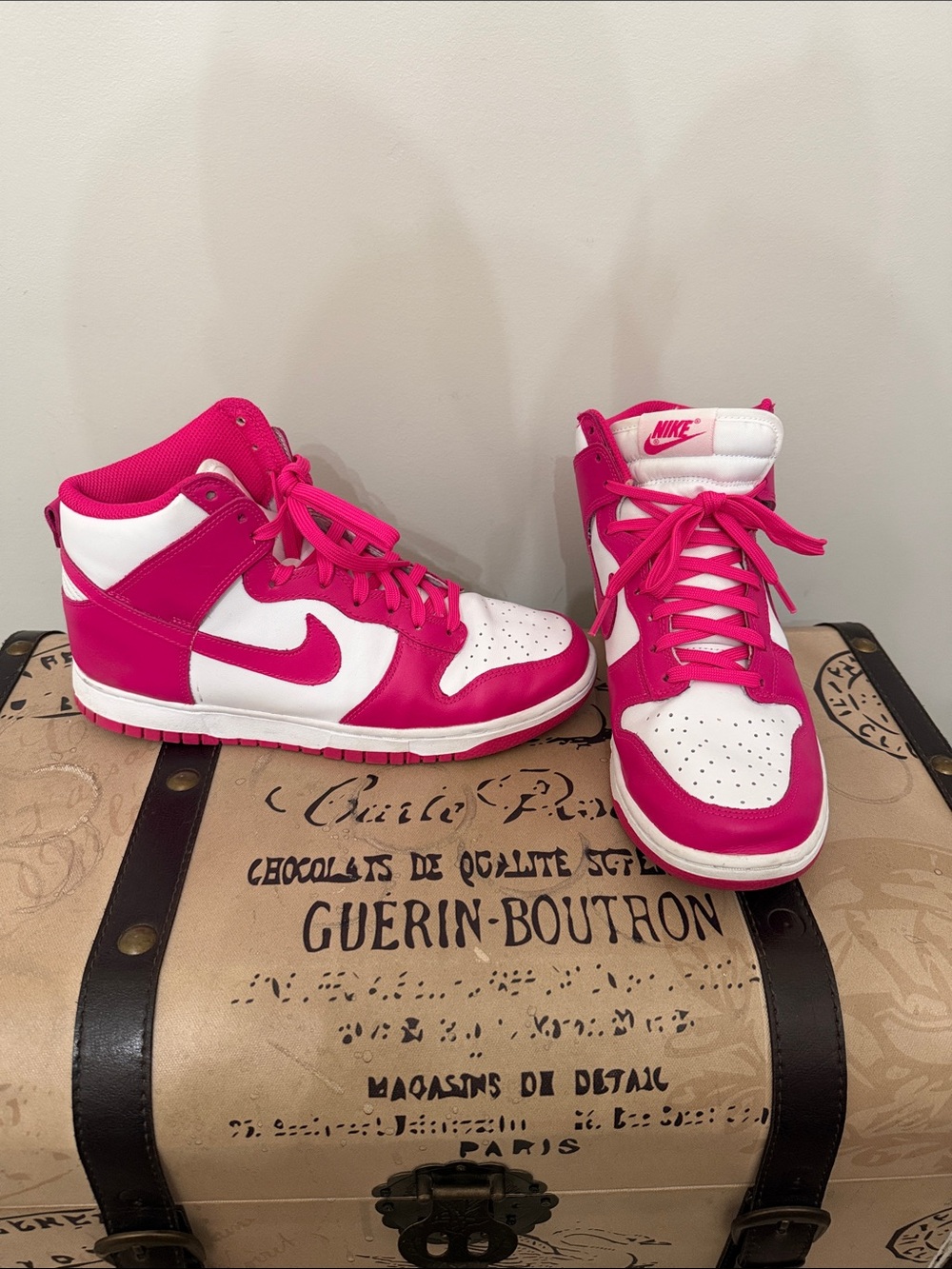 Nike Women's High-Top Sneakers in Fuchsia and White